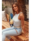 Gerippter Body mit Trägern, blau FG606 – Online-Shop – Boutique